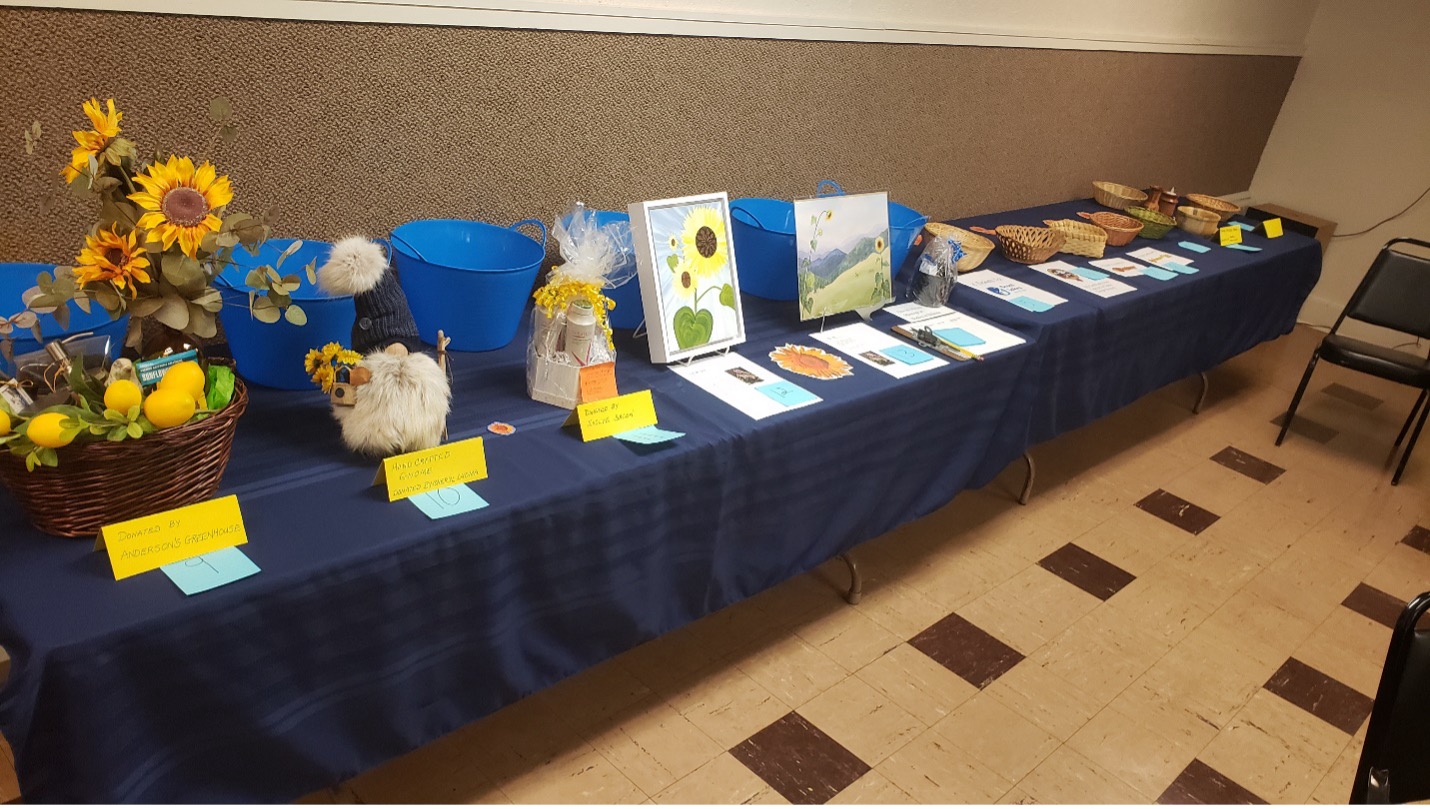 Image of a table decorated at church.